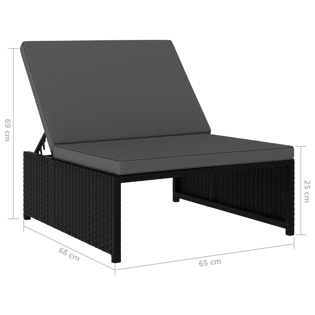 Tuinstoelen 2 st verstelbaar met tafel poly rattan zwart is nu te koop bij PeponiXL, paradijselijk wonen!