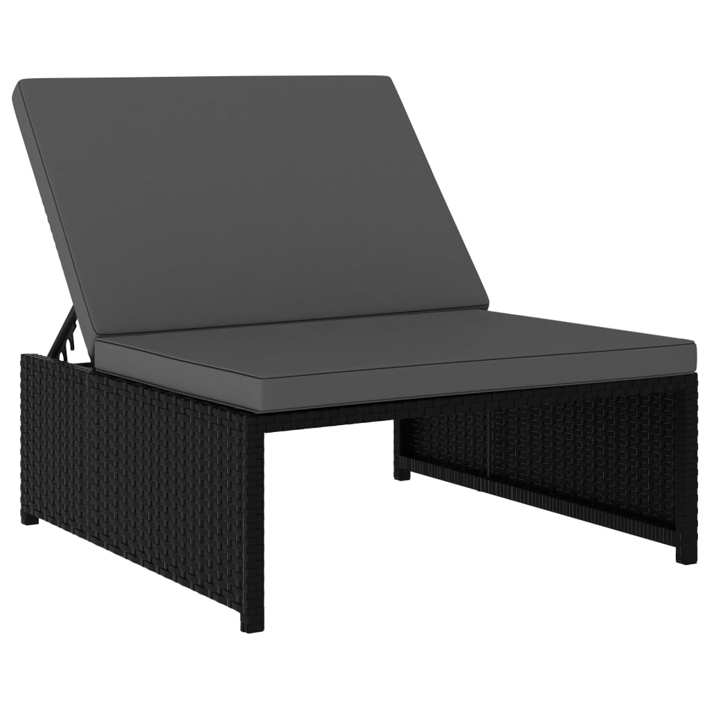 Tuinstoelen 2 st verstelbaar met tafel poly rattan zwart is nu te koop bij PeponiXL, paradijselijk wonen!