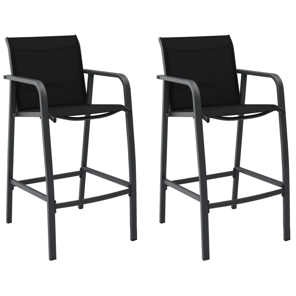 Tuinbarstoelen 2 st textileen zwart is nu te koop bij PeponiXL, paradijselijk wonen!