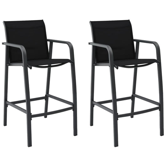 Tuinbarstoelen 2 st textileen zwart is nu te koop bij PeponiXL, paradijselijk wonen!