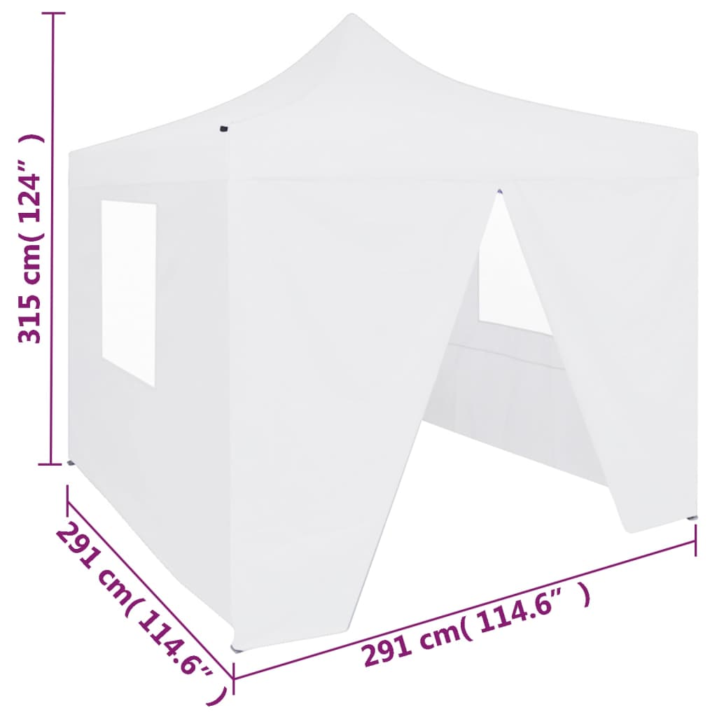 Partytent met 4 zijwanden inklapbaar 3x3 m staal wit is nu te koop bij PeponiXL, paradijselijk wonen!