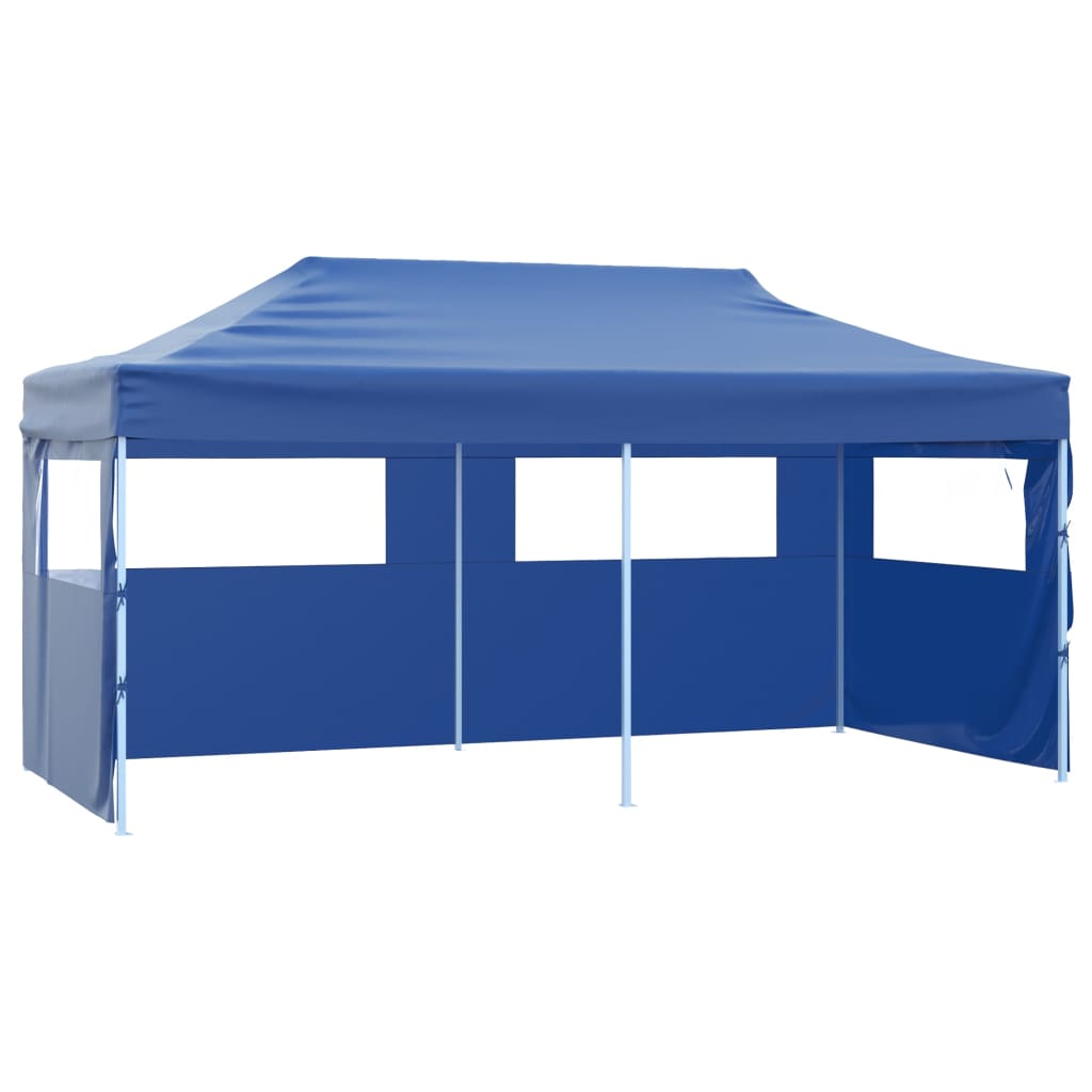 Partytent met 4 zijwanden inklapbaar 3x6 m staal blauw is nu te koop bij PeponiXL, paradijselijk wonen!