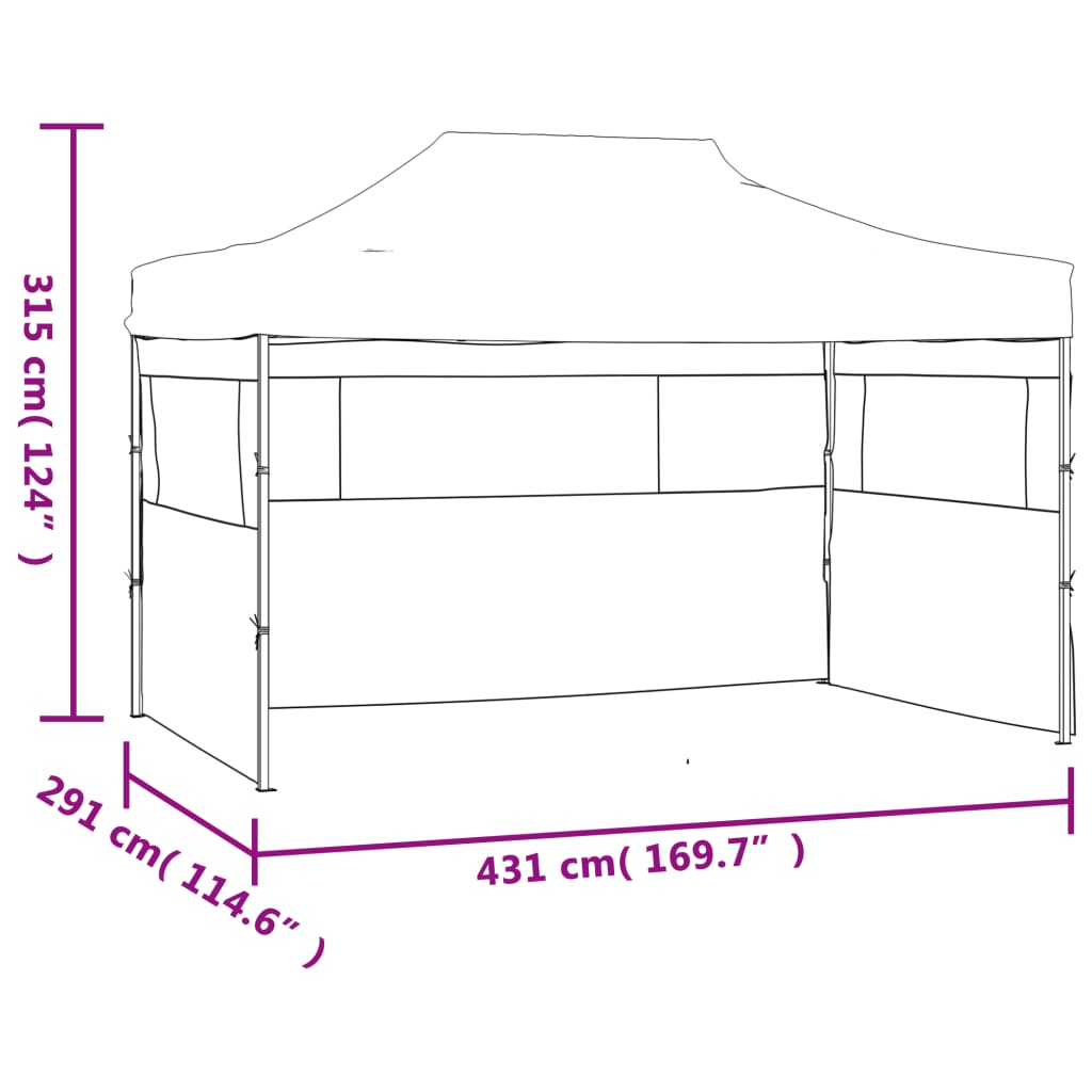Partytent met 3 zijwanden inklapbaar 291x413x315 cm wit is nu te koop bij PeponiXL, paradijselijk wonen!