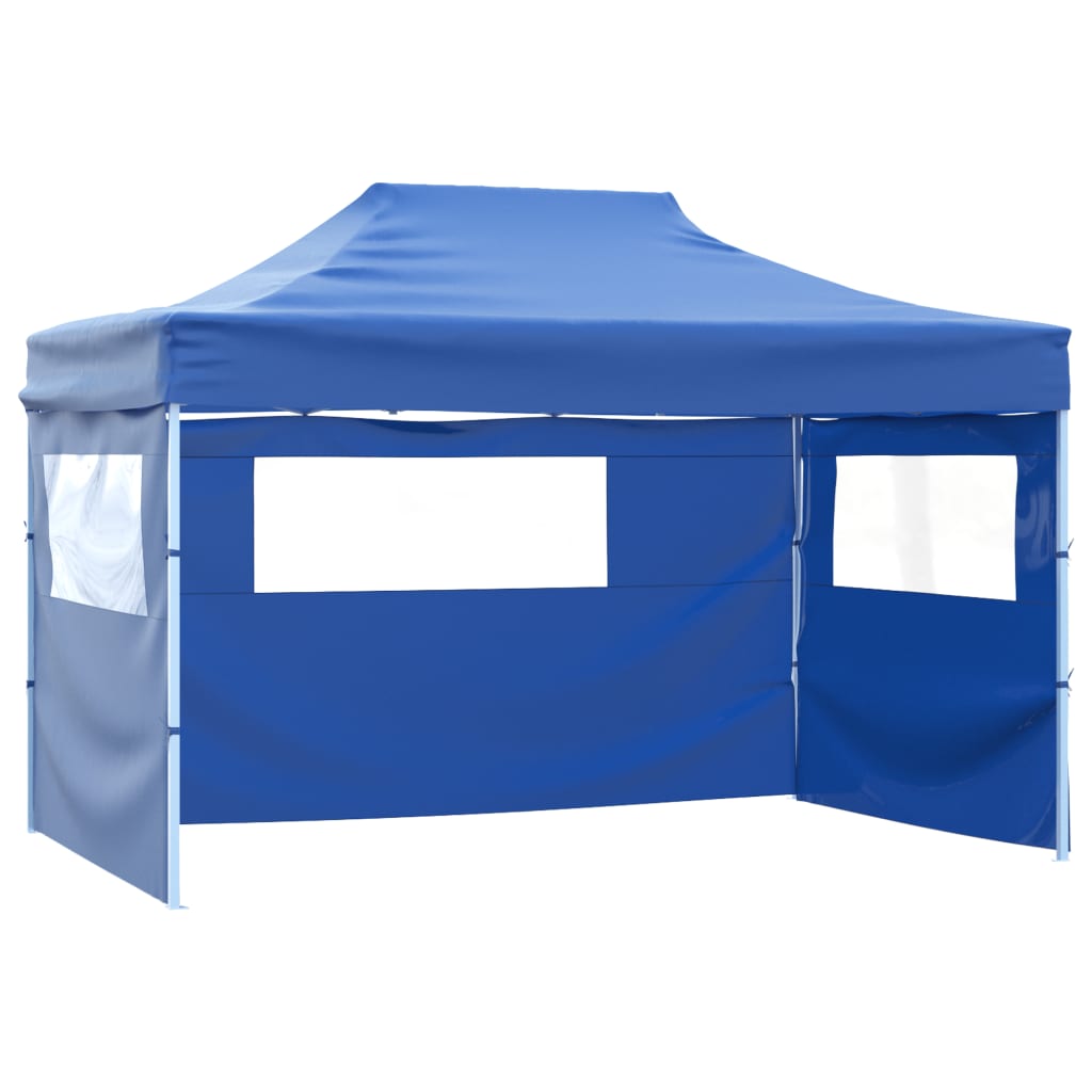 Partytent met 3 zijwanden inklapbaar 3x4 m staal blauw is nu te koop bij PeponiXL, paradijselijk wonen!