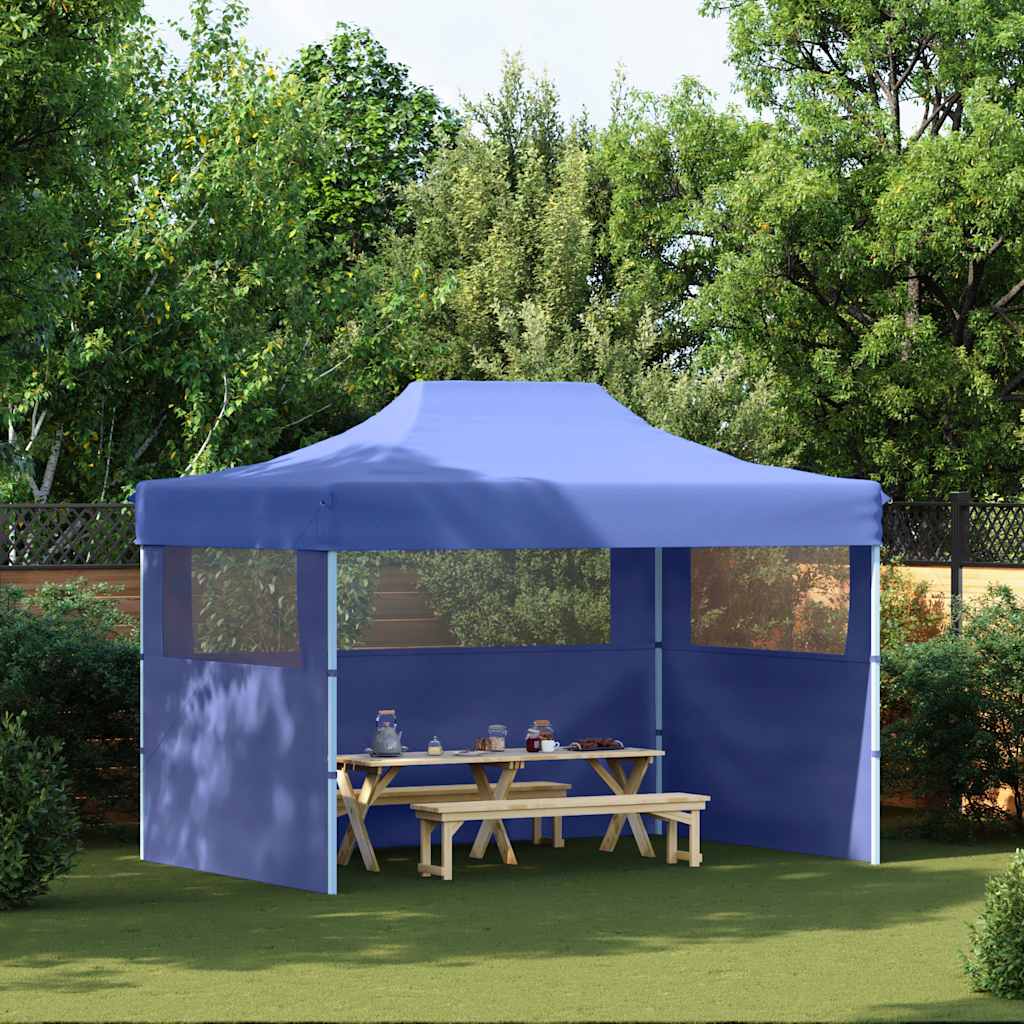 Partytent met 3 zijwanden inklapbaar 3x4 m staal blauw is nu te koop bij PeponiXL, paradijselijk wonen!