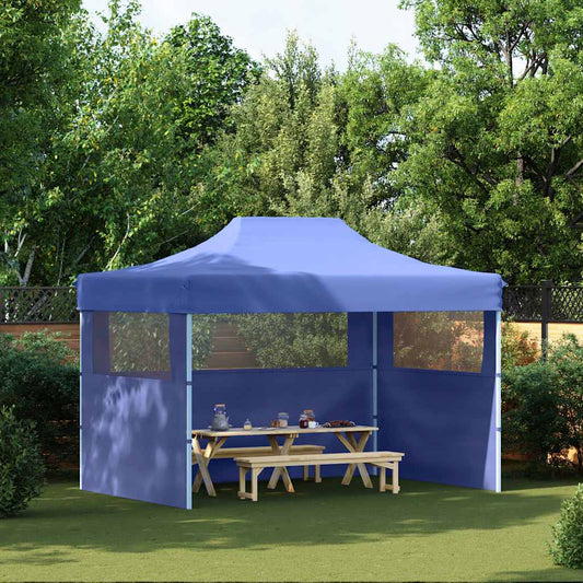 Partytent met 3 zijwanden inklapbaar 3x4 m staal blauw is nu te koop bij PeponiXL, paradijselijk wonen!