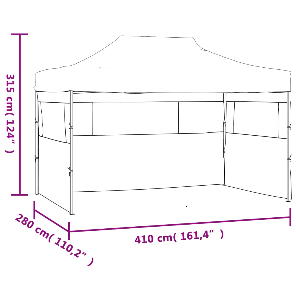 Partytent met 3 zijwanden inklapbaar 3x4 m staal antraciet is nu te koop bij PeponiXL, paradijselijk wonen!