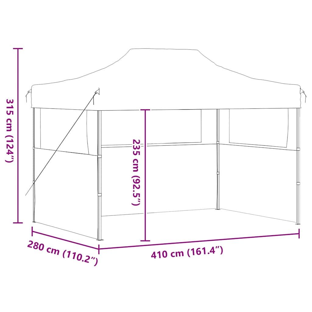 Partytent met 3 zijwanden inklapbaar 3x4 m staal antraciet is nu te koop bij PeponiXL, paradijselijk wonen!