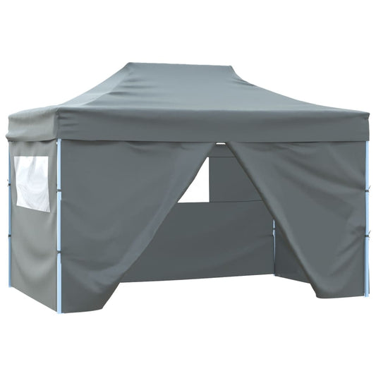 Partytent met 4 zijwanden inklapbaar 3x4 m staal antraciet is nu te koop bij PeponiXL, paradijselijk wonen!
