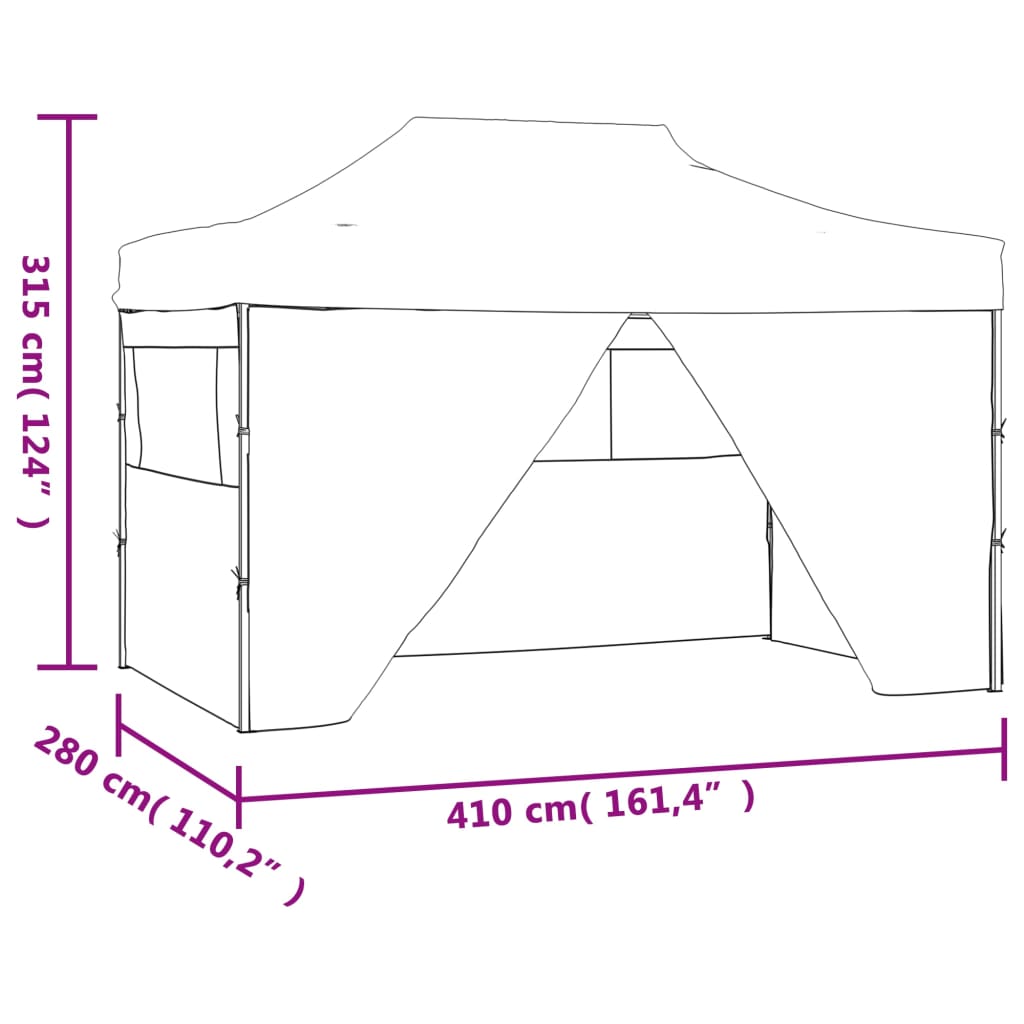 Partytent met 4 zijwanden inklapbaar 3x4 m staal antraciet is nu te koop bij PeponiXL, paradijselijk wonen!