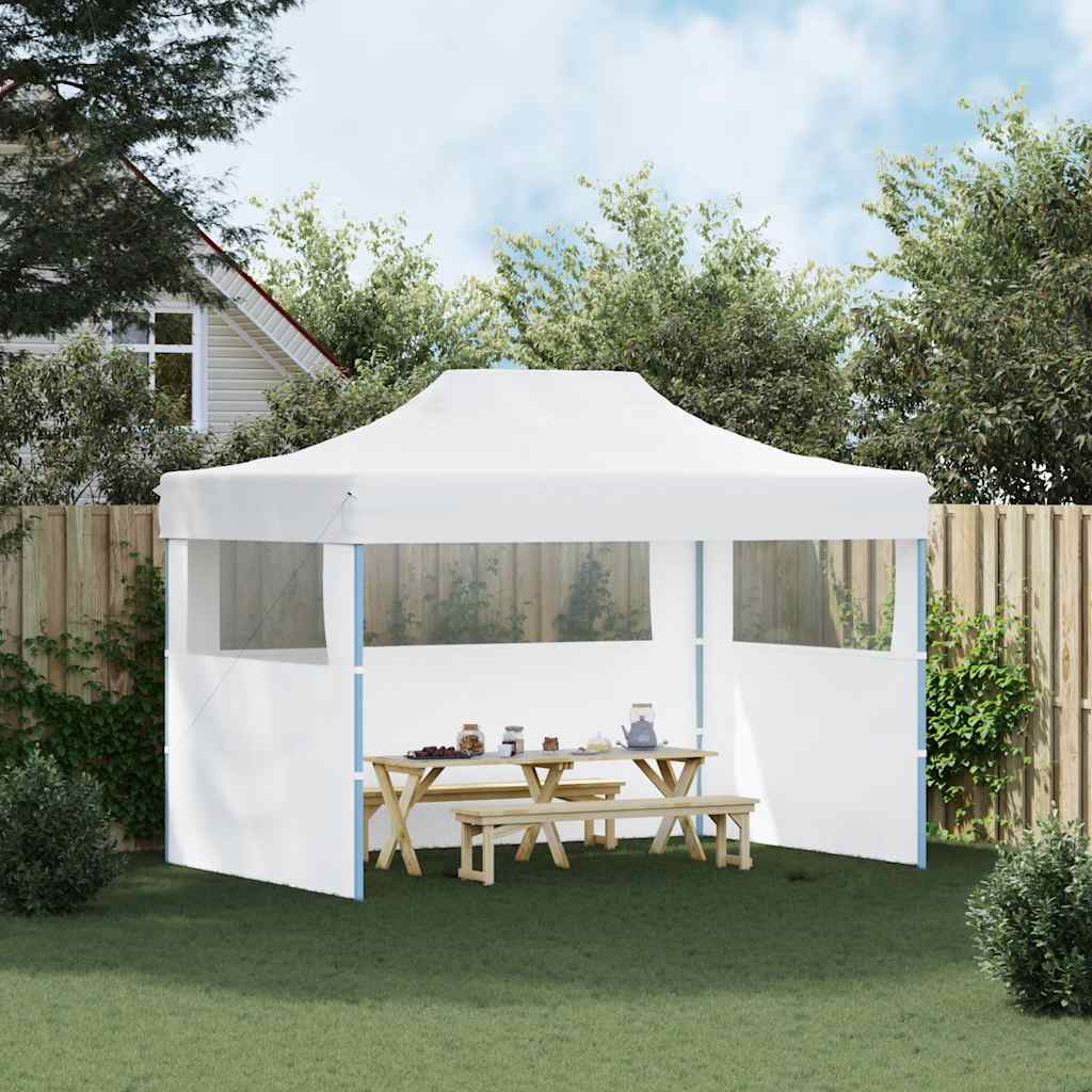Partytent met 3 zijwanden inklapbaar 280x410x315 cm staal wit is nu te koop bij PeponiXL, paradijselijk wonen!