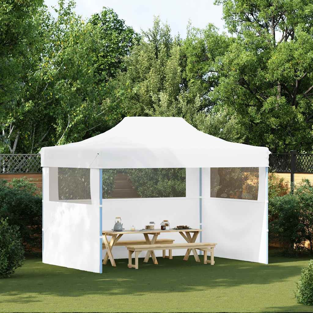 Partytent met 3 zijwanden inklapbaar 280x410x315 cm staal wit is nu te koop bij PeponiXL, paradijselijk wonen!
