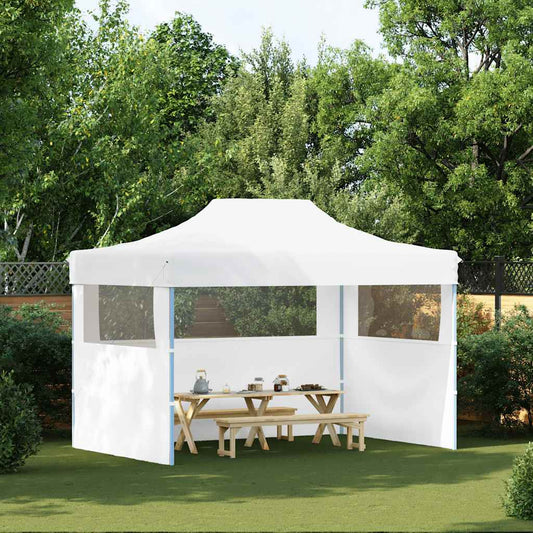 Partytent met 3 zijwanden inklapbaar 280x410x315 cm staal wit is nu te koop bij PeponiXL, paradijselijk wonen!