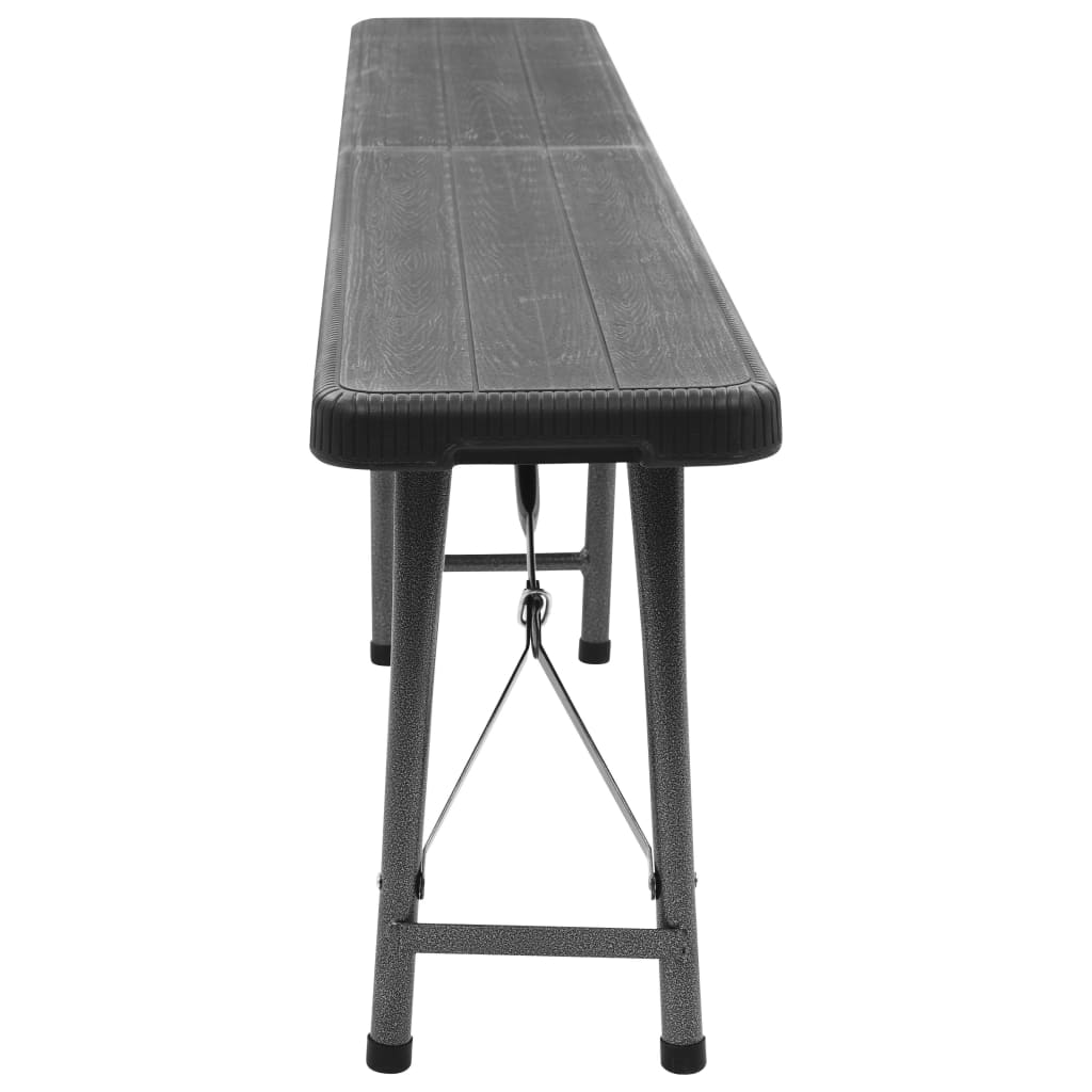 Tuinbanken inklapbaar 2 st 180 cm HDPE zwart is nu te koop bij PeponiXL, paradijselijk wonen!