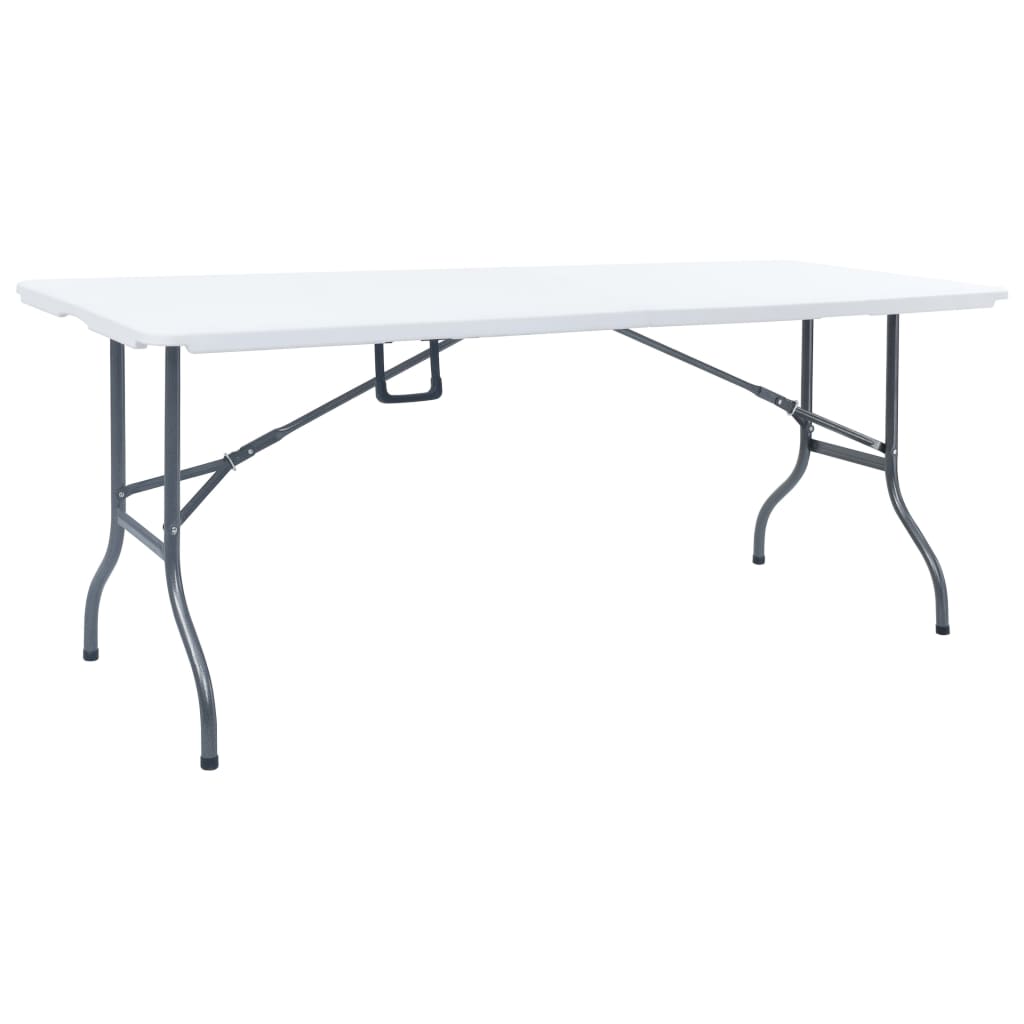 Tuintafel met 2 bankjes inklapbaar 180 cm staal en HDPE wit is nu te koop bij PeponiXL, paradijselijk wonen!