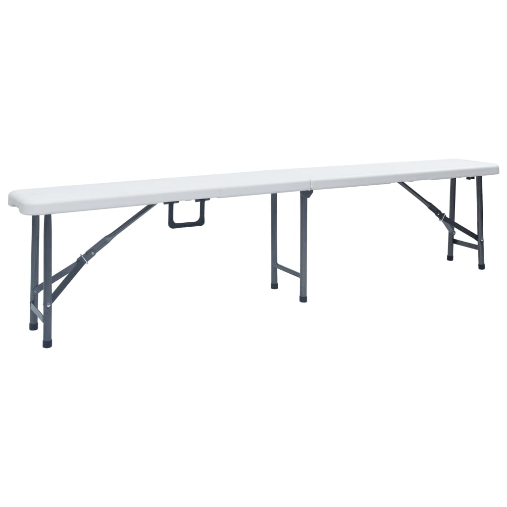 Tuintafel met 2 bankjes inklapbaar 180 cm staal en HDPE wit is nu te koop bij PeponiXL, paradijselijk wonen!