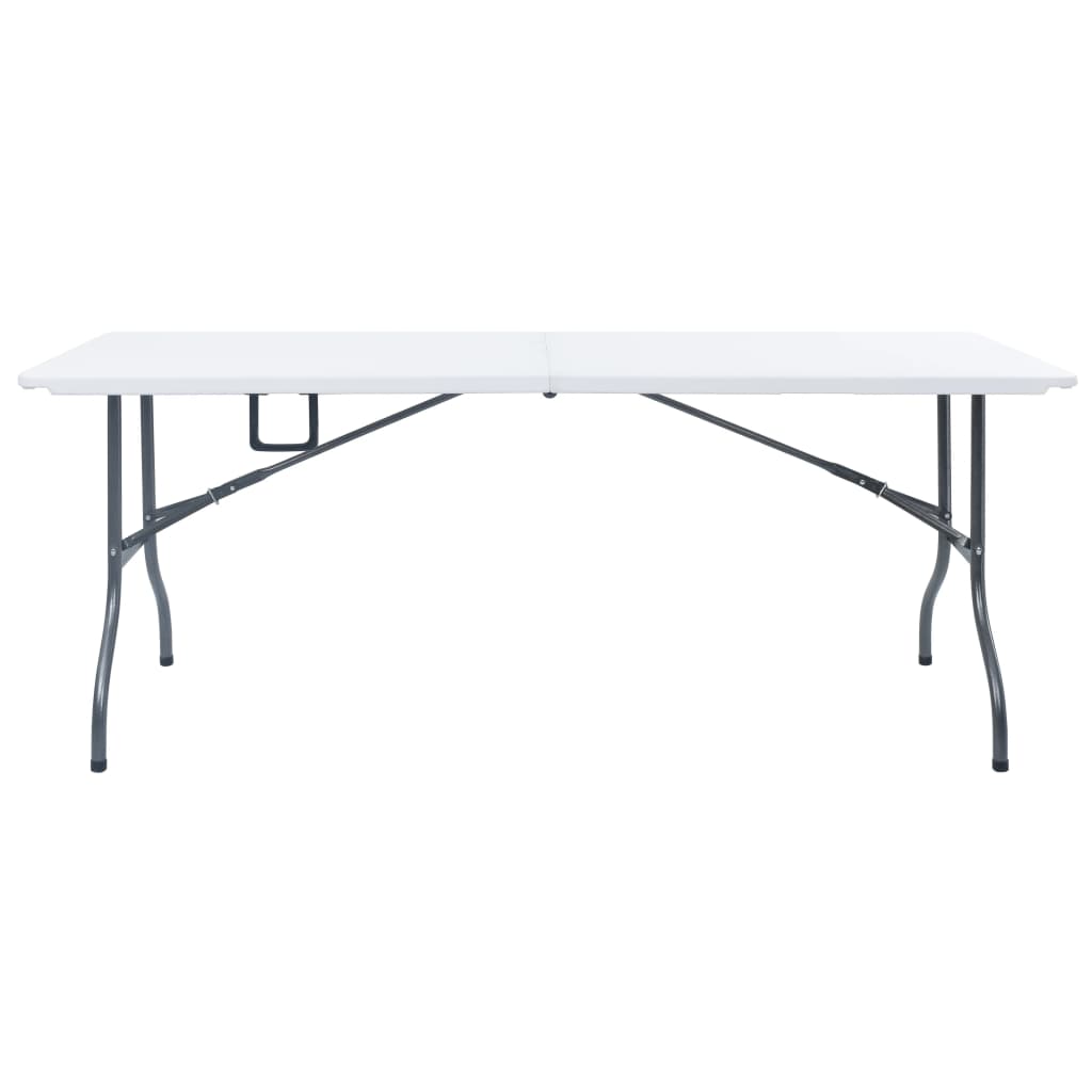 Tuintafel met 2 bankjes inklapbaar 180 cm staal en HDPE wit is nu te koop bij PeponiXL, paradijselijk wonen!