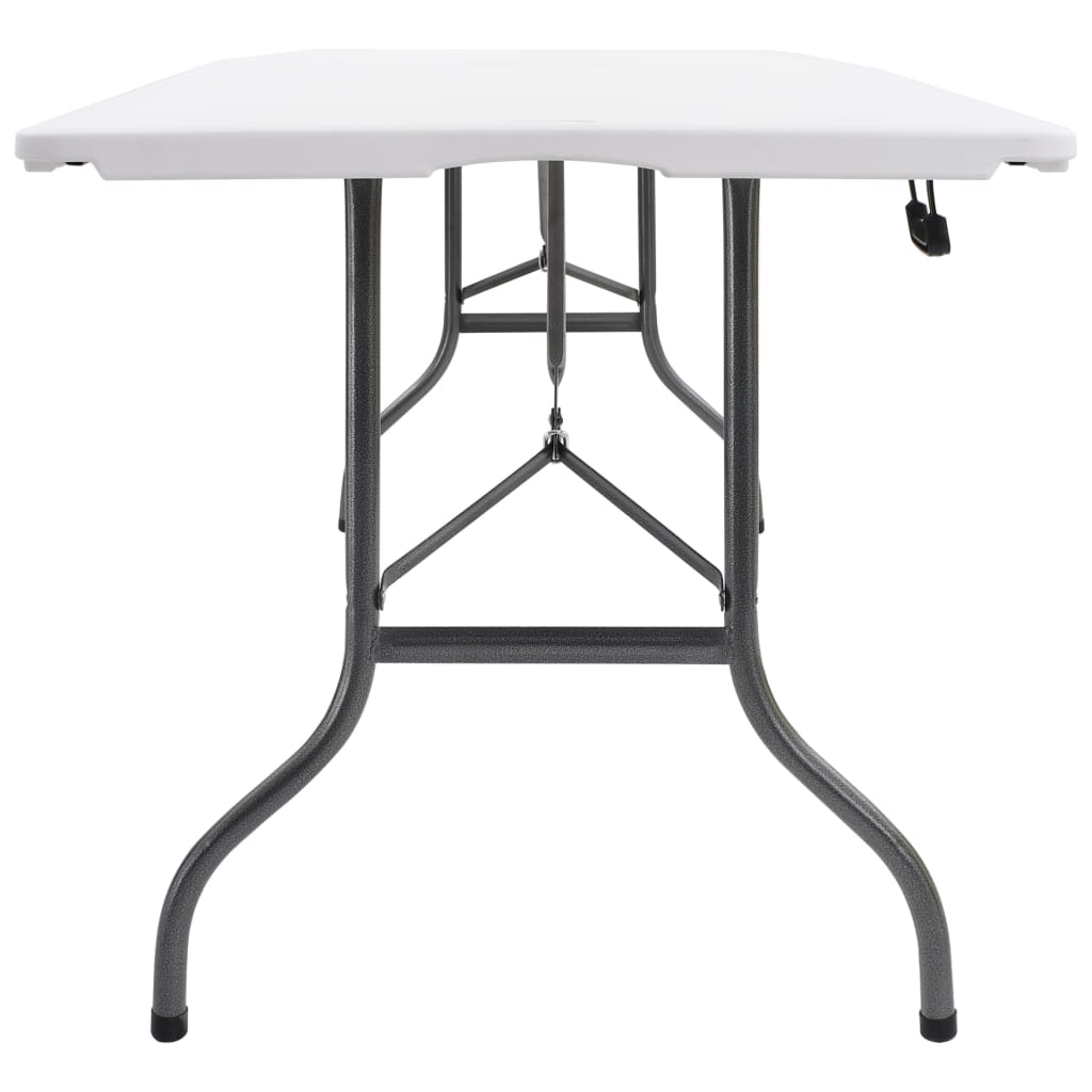 Tuintafel met 2 bankjes inklapbaar 180 cm staal en HDPE wit is nu te koop bij PeponiXL, paradijselijk wonen!