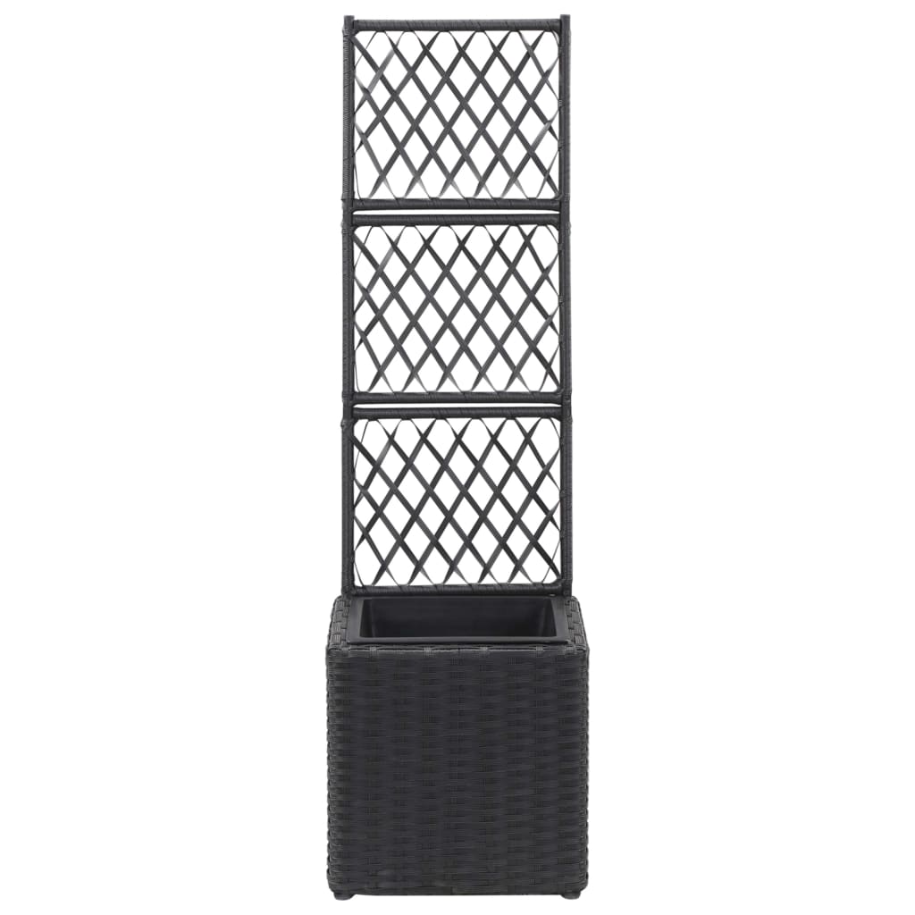 Latwerkplantenbak verhoogd met 1 pot 30x30x107 cm rattan zwart is nu te koop bij PeponiXL, paradijselijk wonen!