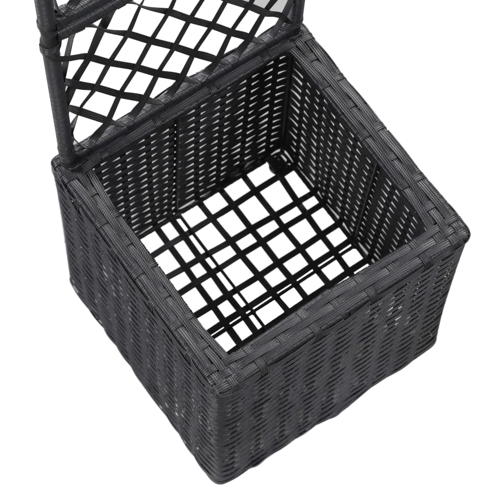 Latwerkplantenbak verhoogd met 1 pot 30x30x107 cm rattan zwart is nu te koop bij PeponiXL, paradijselijk wonen!