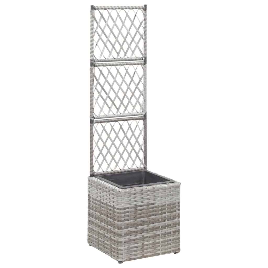 Latwerkplantenbak verhoogd met 1 pot 30x30x107 cm rattan grijs is nu te koop bij PeponiXL, paradijselijk wonen!