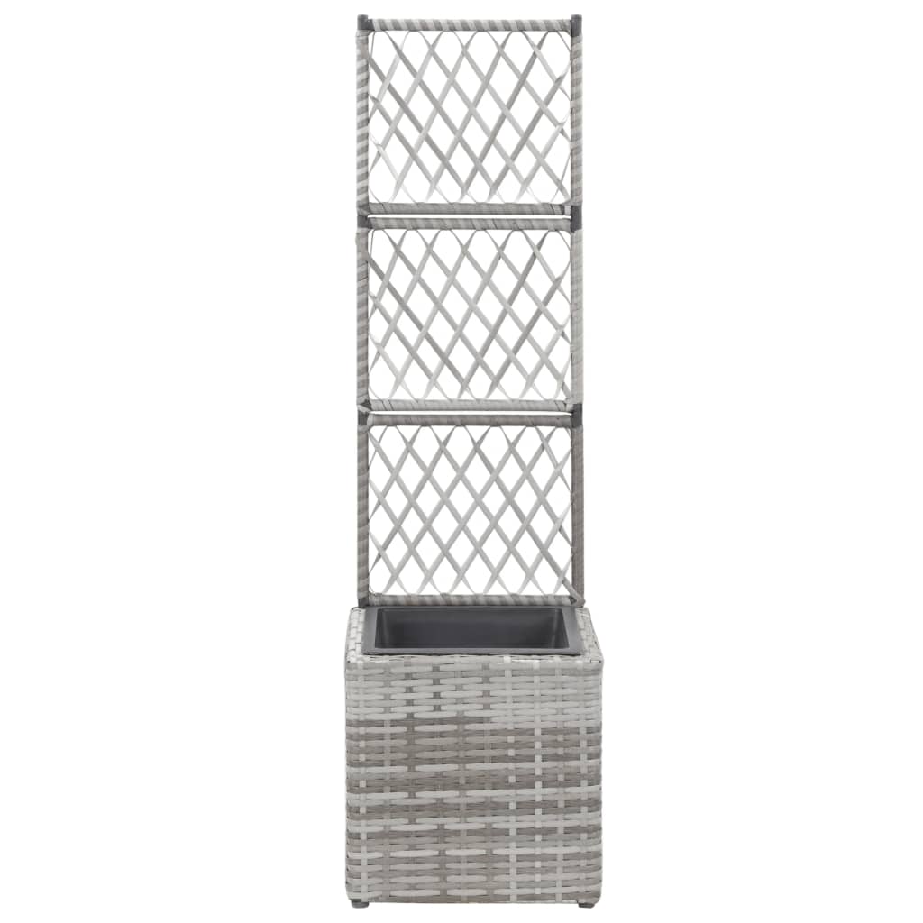 Latwerkplantenbak verhoogd met 1 pot 30x30x107 cm rattan grijs is nu te koop bij PeponiXL, paradijselijk wonen!
