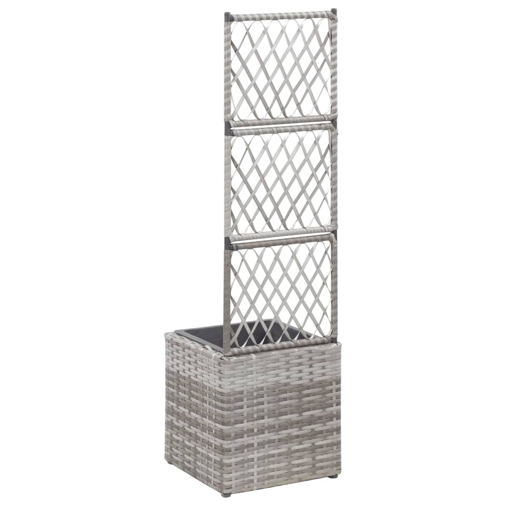 Latwerkplantenbak verhoogd met 1 pot 30x30x107 cm rattan grijs is nu te koop bij PeponiXL, paradijselijk wonen!