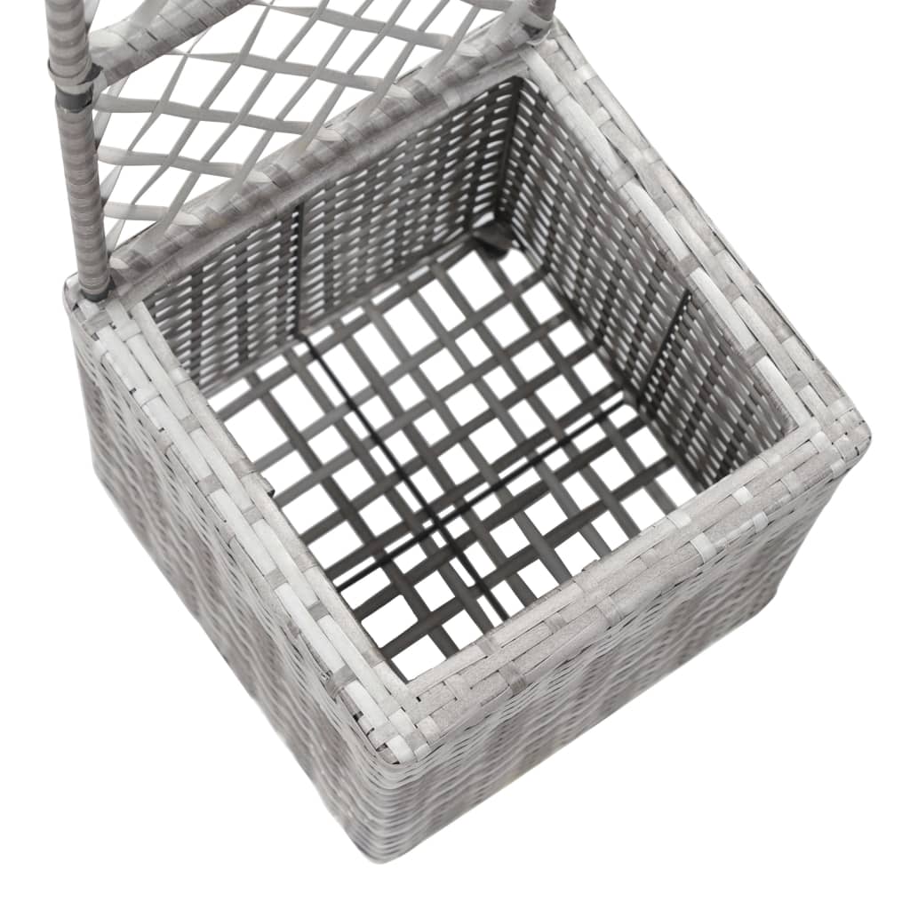 Latwerkplantenbak verhoogd met 1 pot 30x30x107 cm rattan grijs is nu te koop bij PeponiXL, paradijselijk wonen!