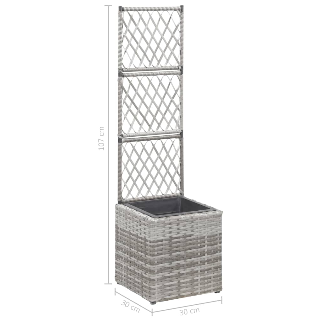 Latwerkplantenbak verhoogd met 1 pot 30x30x107 cm rattan grijs is nu te koop bij PeponiXL, paradijselijk wonen!