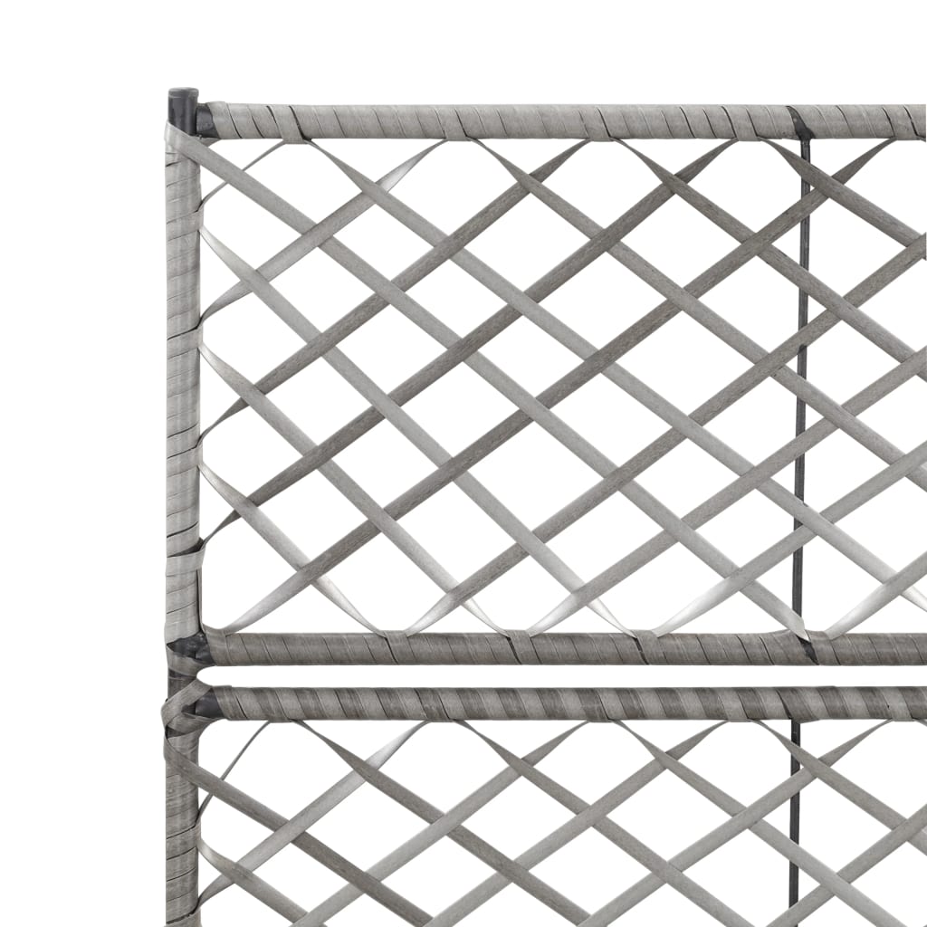 Latwerkplantenbak verhoogd met potten 58x30x107 cm rattan grijs is nu te koop bij PeponiXL, paradijselijk wonen!