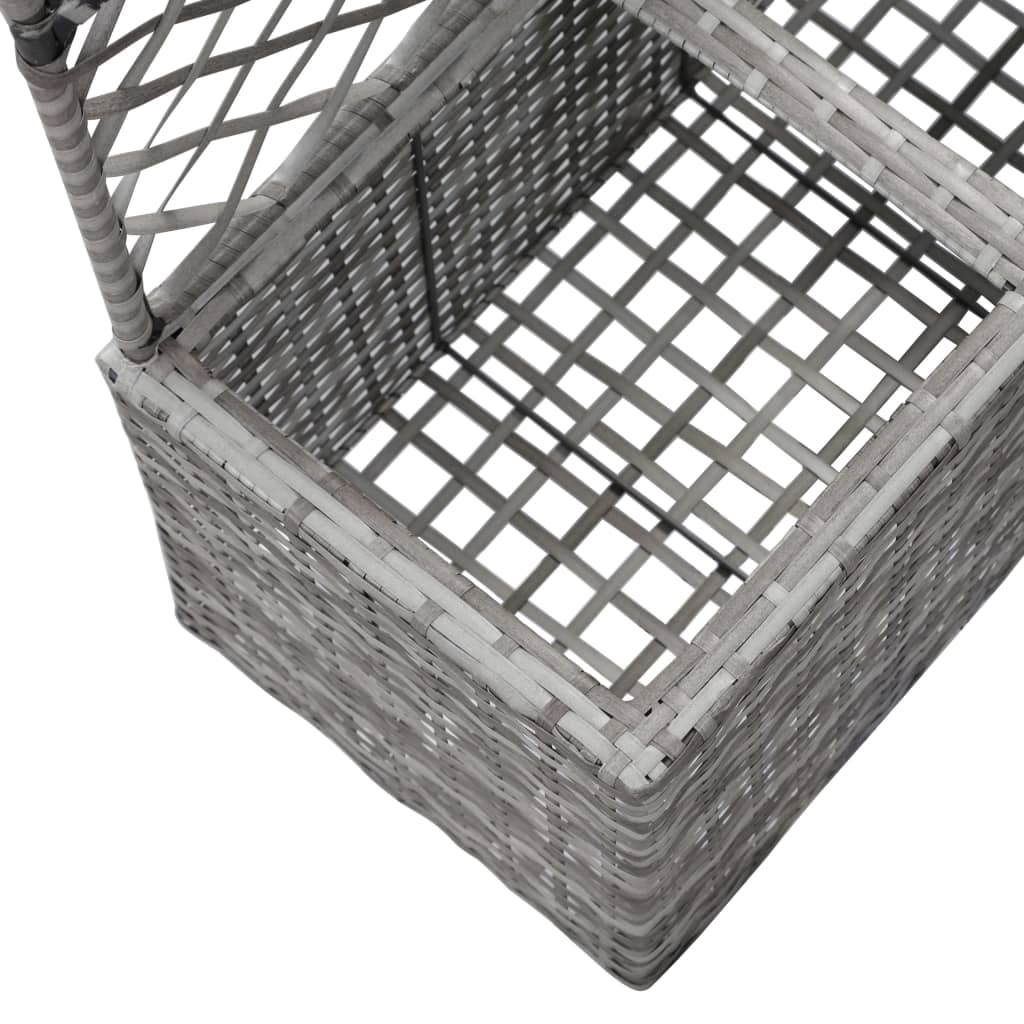 Latwerkplantenbak verhoogd met potten 58x30x107 cm rattan grijs is nu te koop bij PeponiXL, paradijselijk wonen!