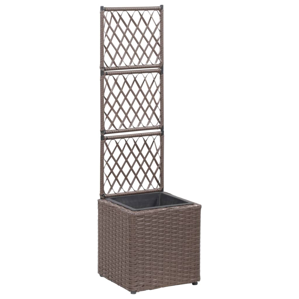 Latwerkplantenbak verhoogd met 1 pot 30x30x107 cm rattan bruin is nu te koop bij PeponiXL, paradijselijk wonen!