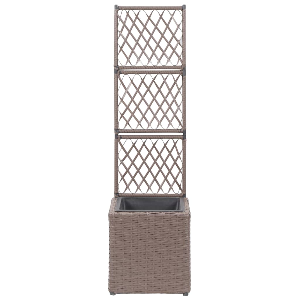 Latwerkplantenbak verhoogd met 1 pot 30x30x107 cm rattan bruin is nu te koop bij PeponiXL, paradijselijk wonen!