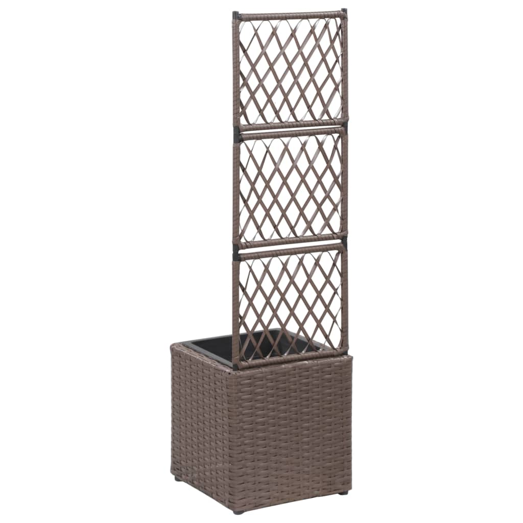 Latwerkplantenbak verhoogd met 1 pot 30x30x107 cm rattan bruin is nu te koop bij PeponiXL, paradijselijk wonen!