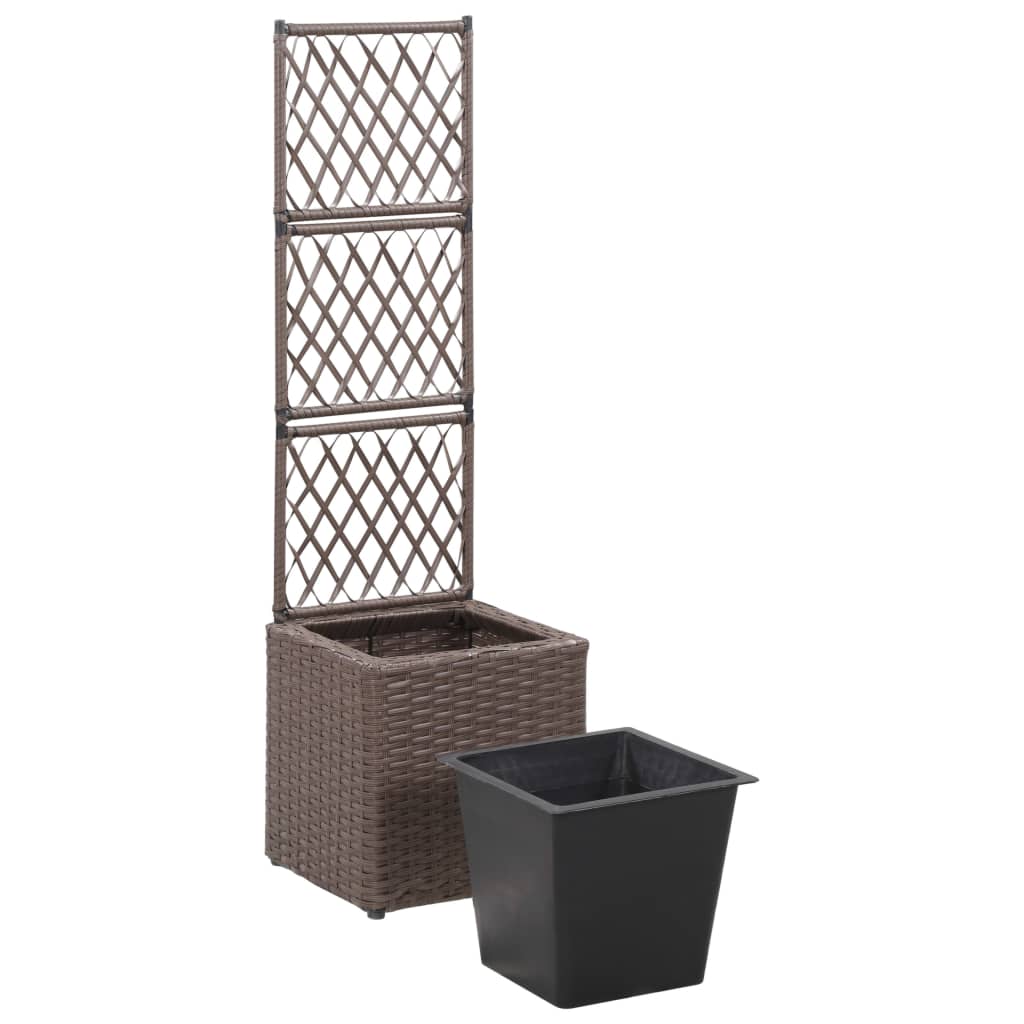 Latwerkplantenbak verhoogd met 1 pot 30x30x107 cm rattan bruin is nu te koop bij PeponiXL, paradijselijk wonen!