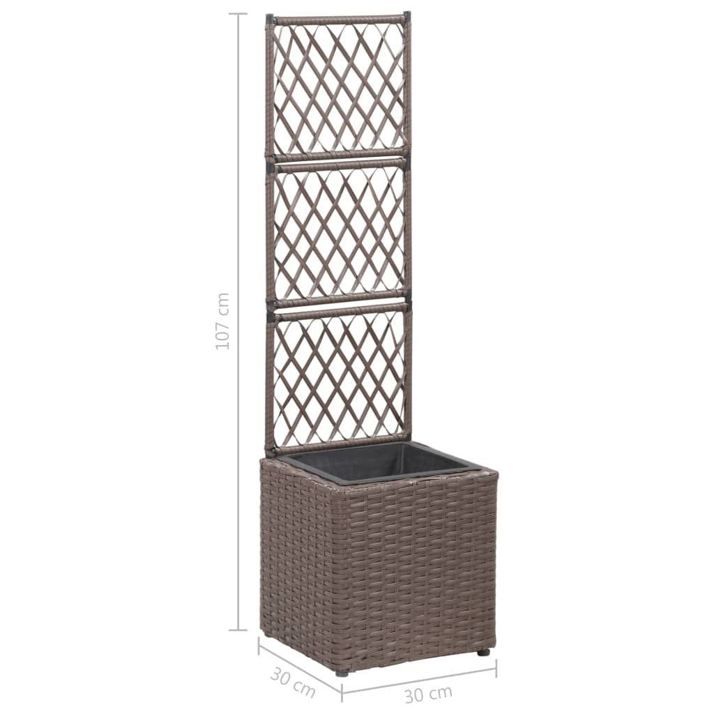 Latwerkplantenbak verhoogd met 1 pot 30x30x107 cm rattan bruin is nu te koop bij PeponiXL, paradijselijk wonen!