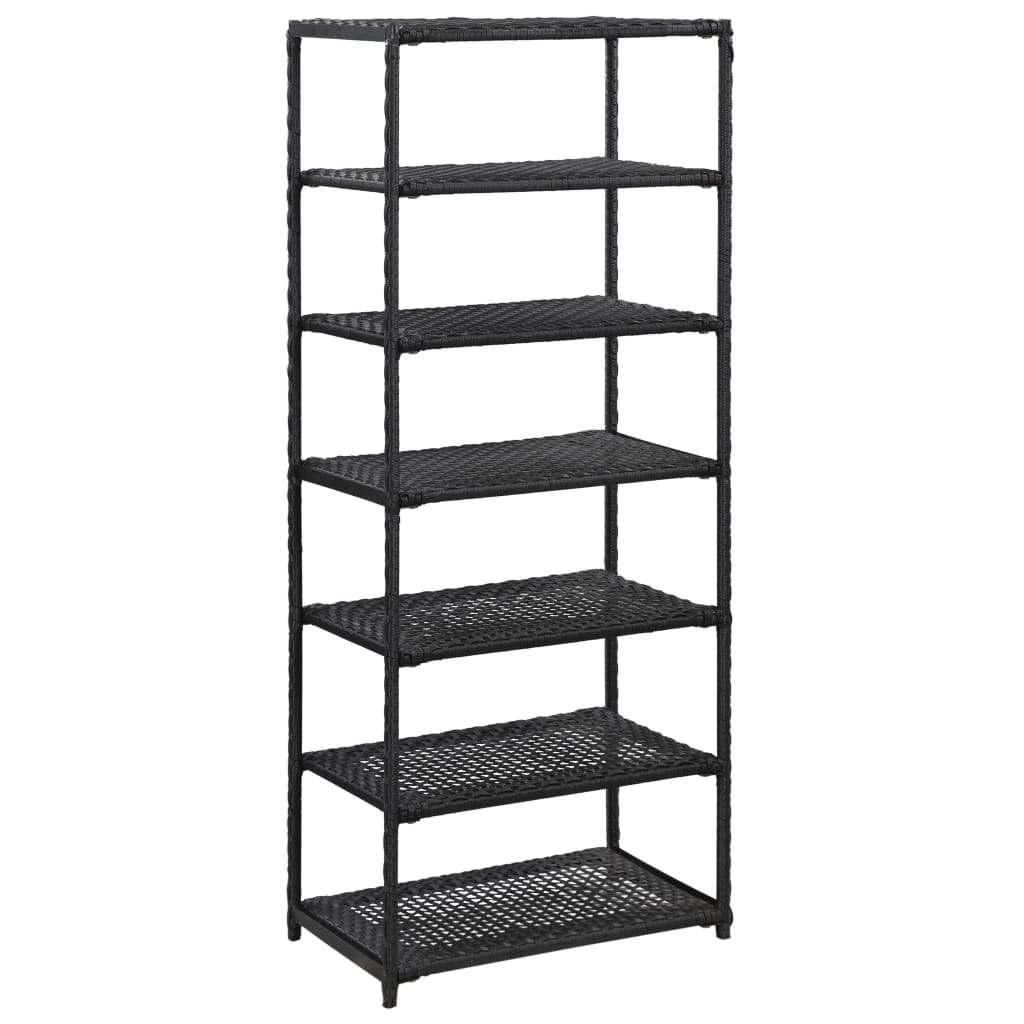 Schoenenrek 50x30x120 cm poly rattan zwart is nu te koop bij PeponiXL, paradijselijk wonen!