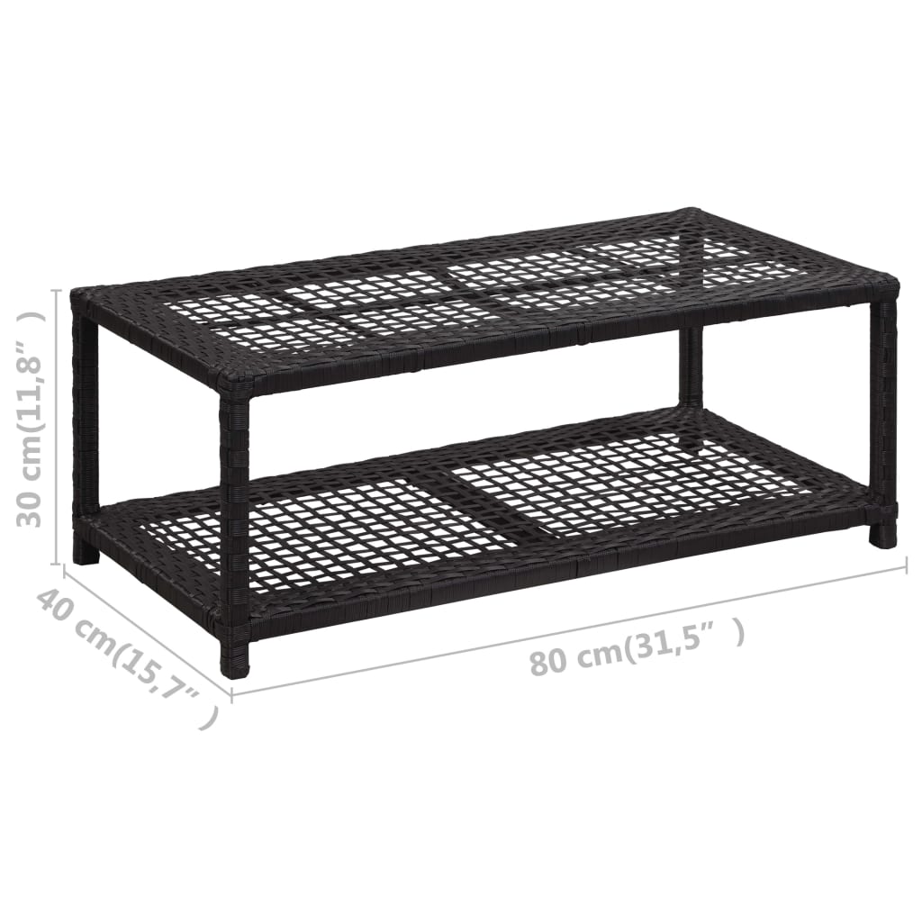 Schoenenbank 80x40x30 cm poly rattan zwart is nu te koop bij PeponiXL, paradijselijk wonen!