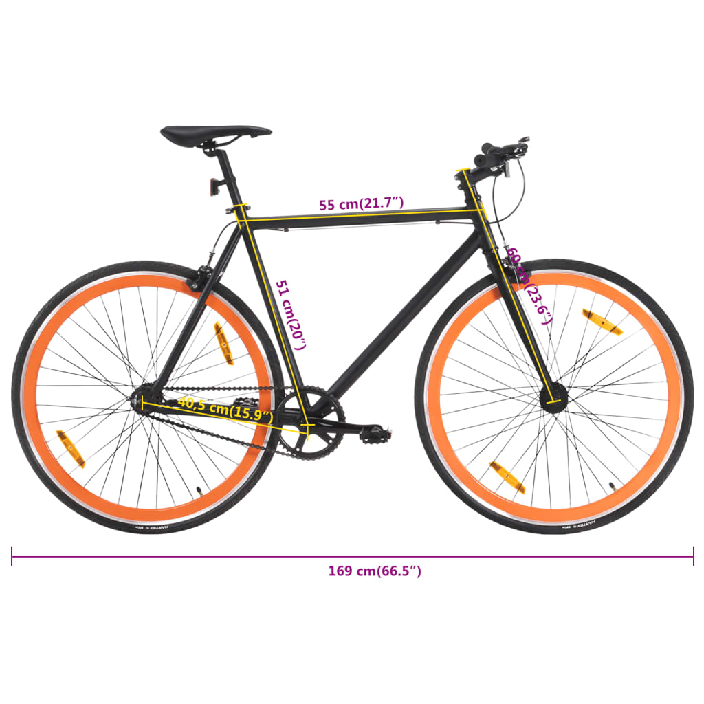 Fiets met vaste versnelling 700 c 51 cm zwart en oranje is nu te koop bij PeponiXL, paradijselijk wonen!