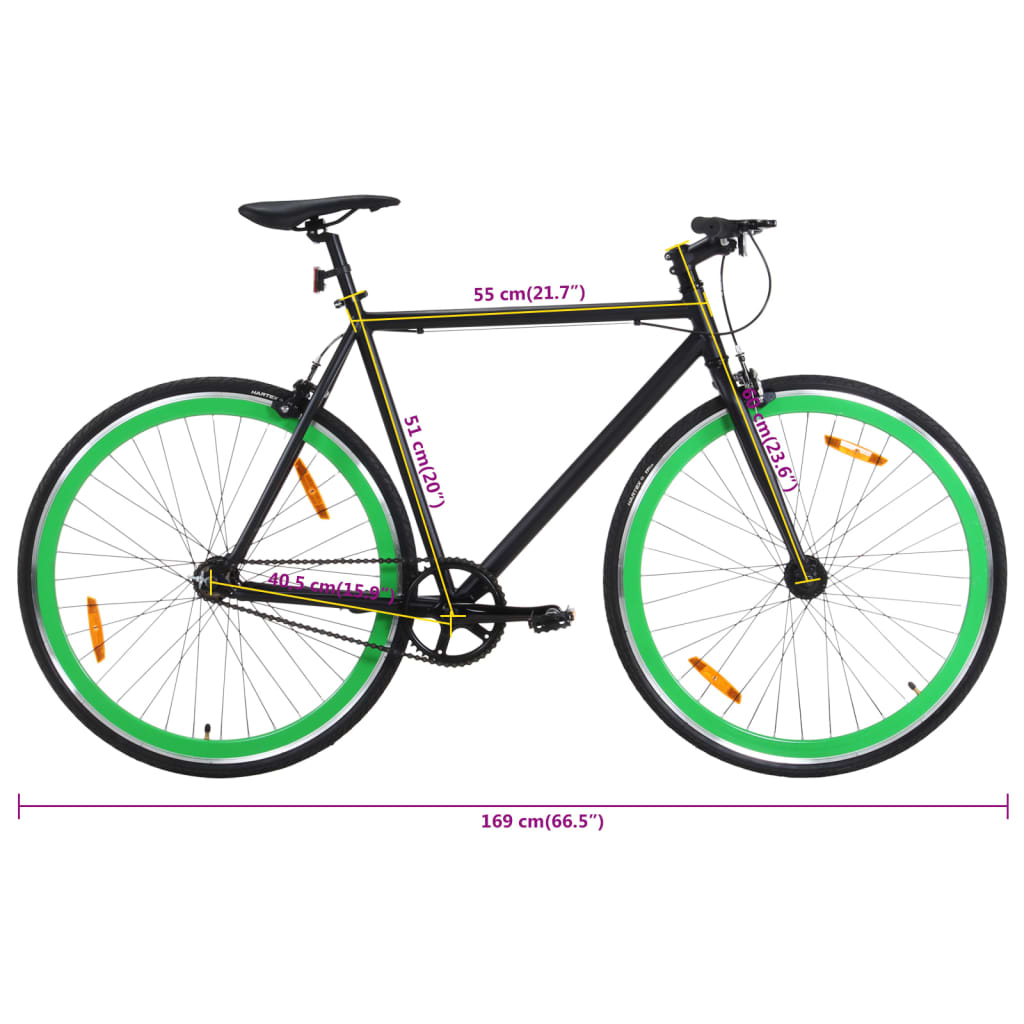 Fiets met vaste versnelling 700 c 51 cm zwart en groen is nu te koop bij PeponiXL, paradijselijk wonen!