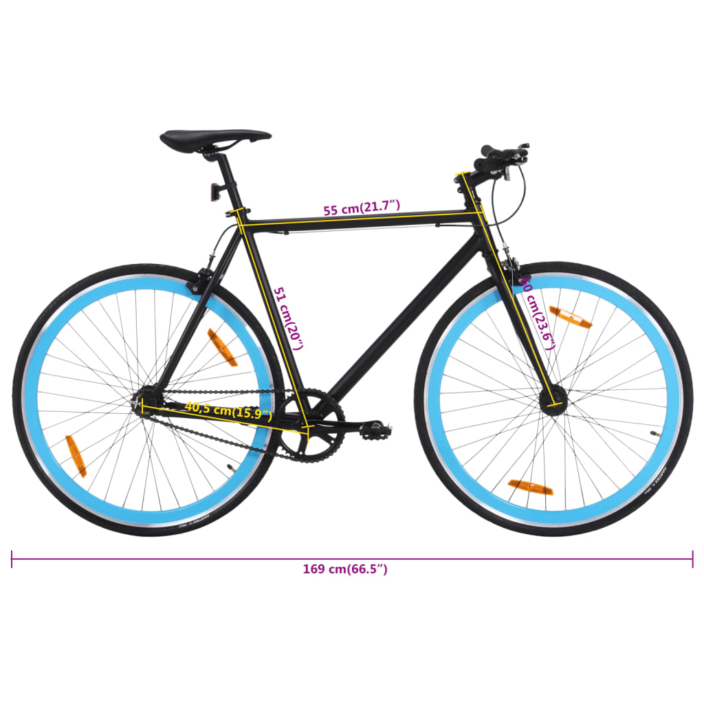 Fiets met vaste versnelling 700 c 51 cm zwart en blauw is nu te koop bij PeponiXL, paradijselijk wonen!