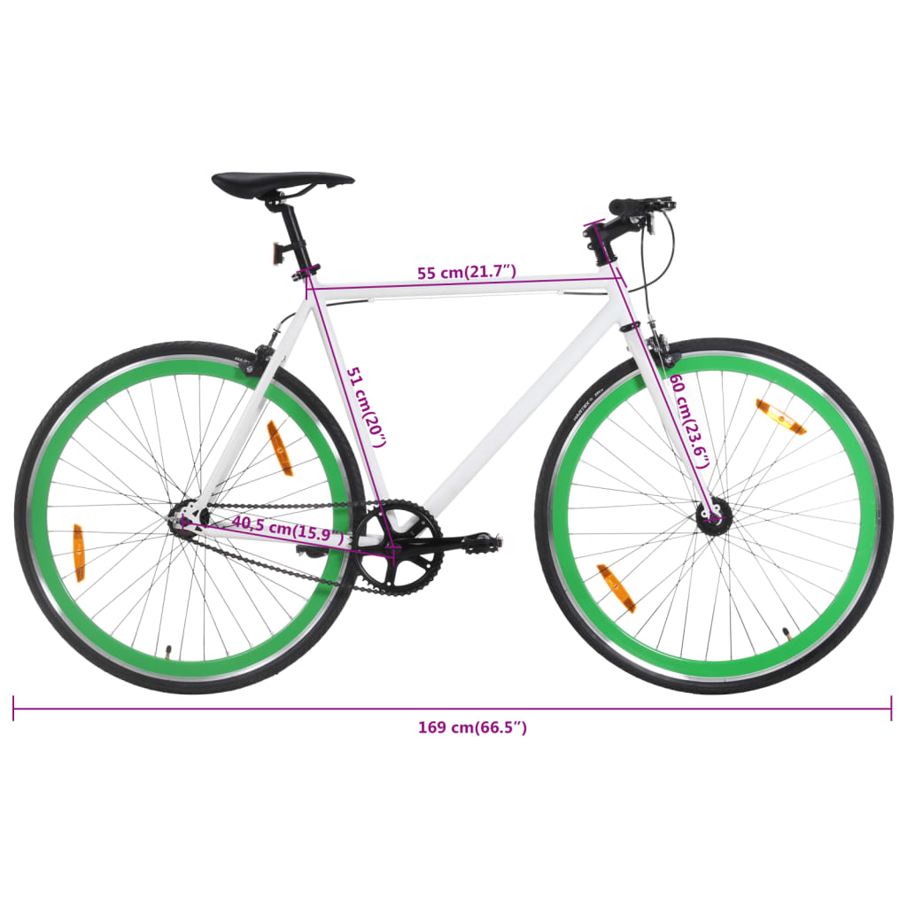 Fiets met vaste versnelling 700 c 51 cm wit en groen is nu te koop bij PeponiXL, paradijselijk wonen!