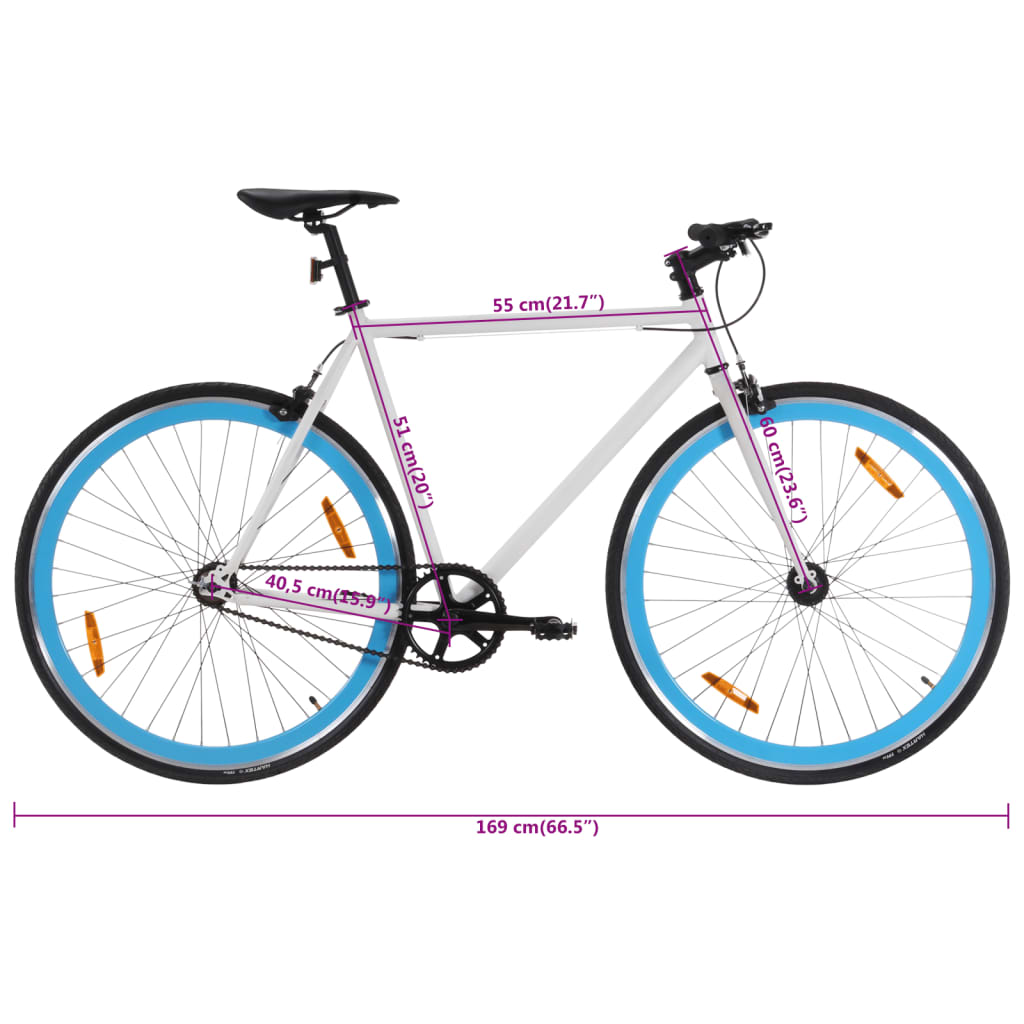 Fiets met vaste versnelling 700 c 51 cm wit en blauw is nu te koop bij PeponiXL, paradijselijk wonen!