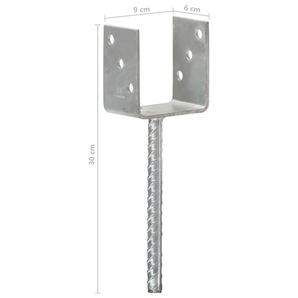 Grondankers 6 st 9x6x30 cm gegalvaniseerd staal zilverkleurig is nu te koop bij PeponiXL, paradijselijk wonen!