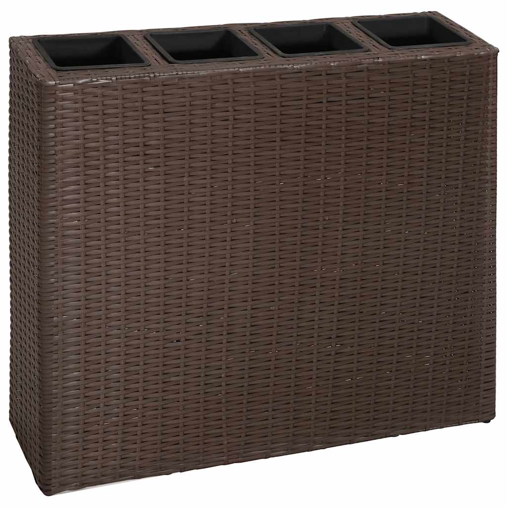 Plantenbak verhoogd met 4 potten 2 st poly rattan bruin is nu te koop bij PeponiXL, paradijselijk wonen!