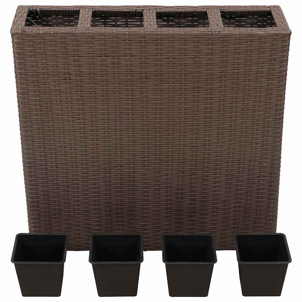 Plantenbak verhoogd met 4 potten 2 st poly rattan bruin is nu te koop bij PeponiXL, paradijselijk wonen!