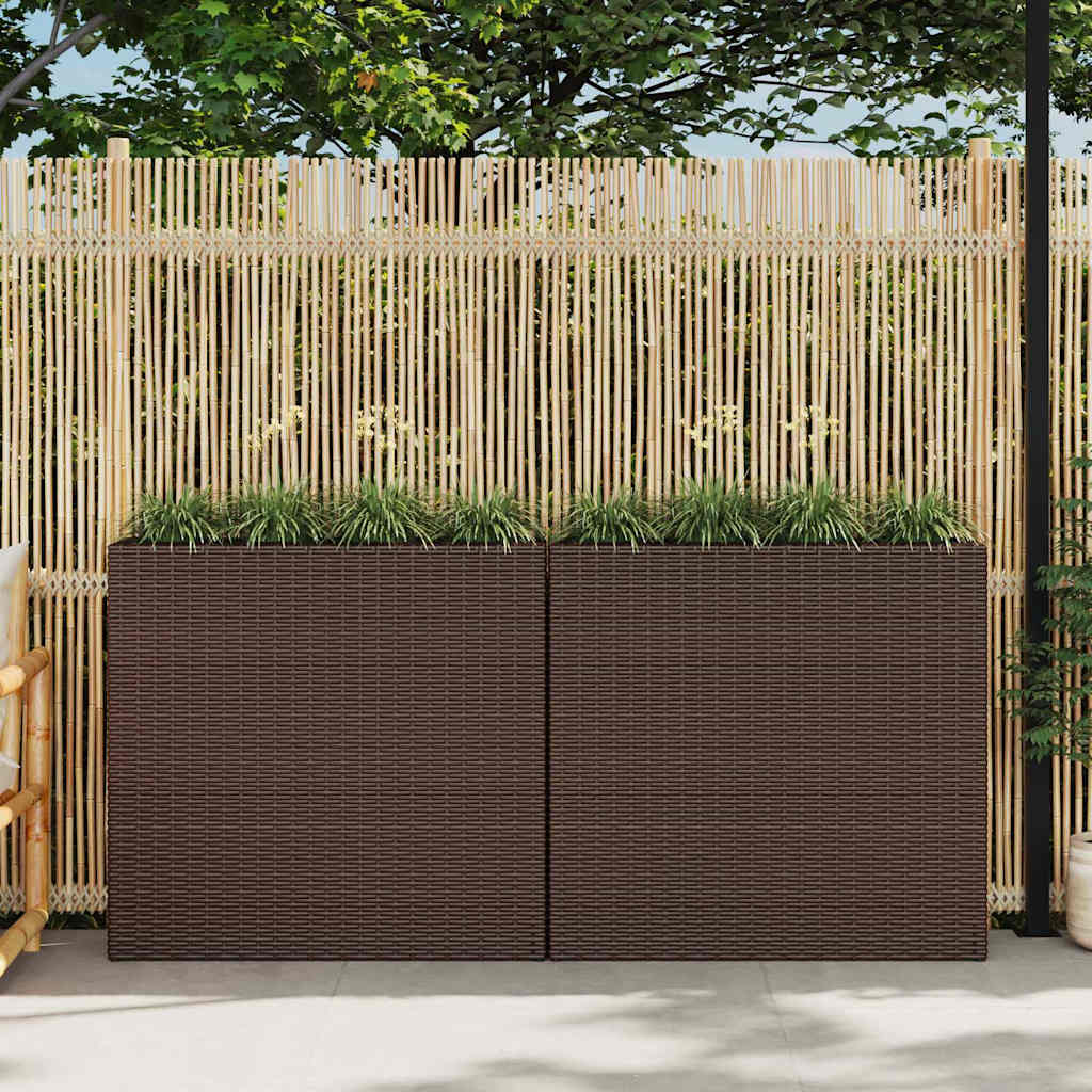 Plantenbak verhoogd met 4 potten 2 st poly rattan bruin is nu te koop bij PeponiXL, paradijselijk wonen!