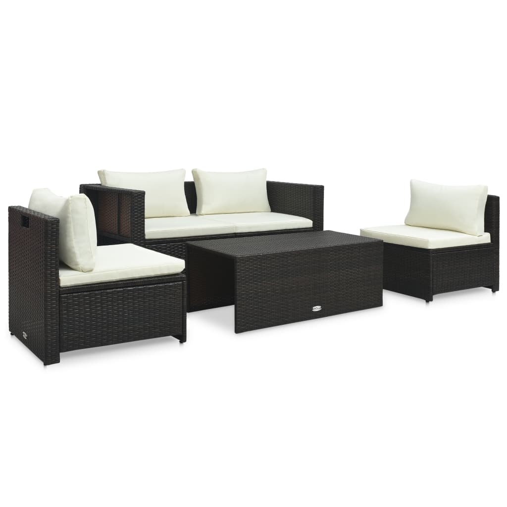 6-delige Loungeset met kussens poly rattan bruin is nu te koop bij PeponiXL, paradijselijk wonen!