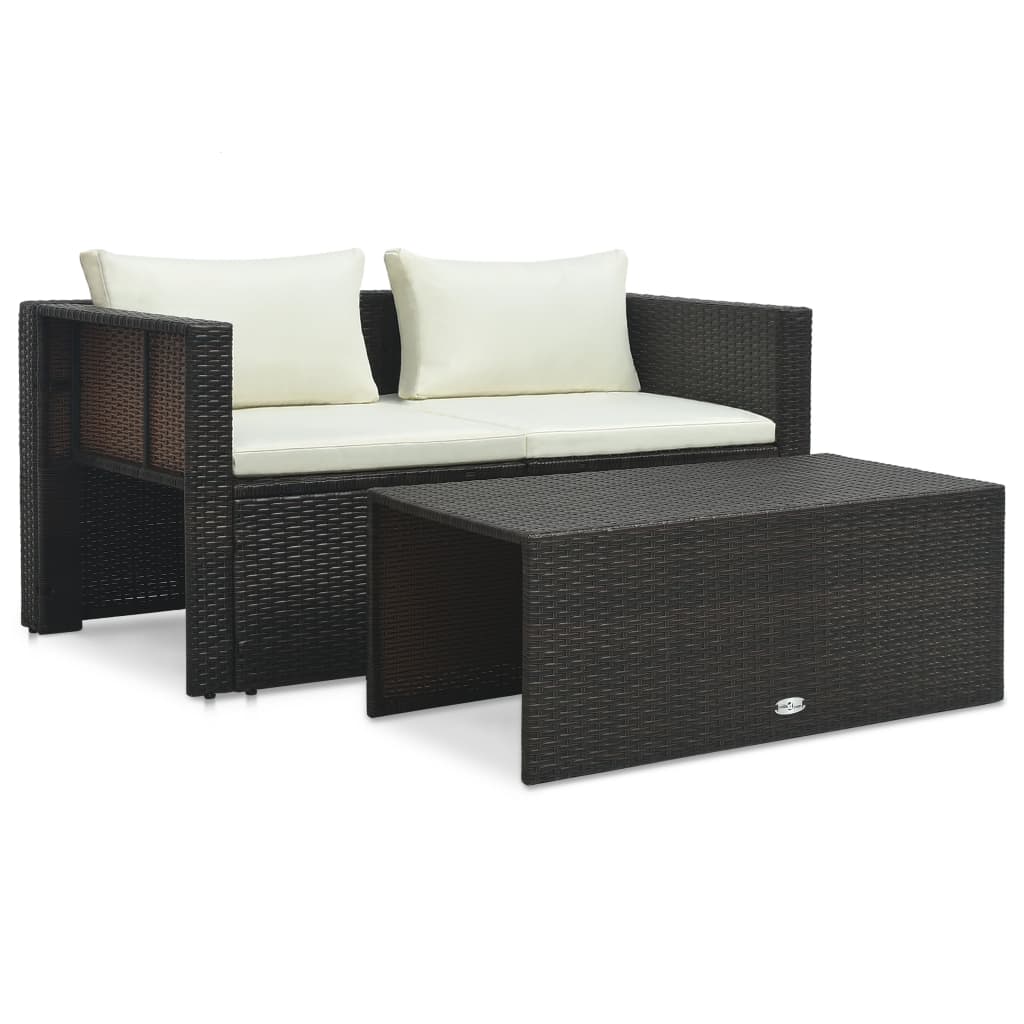6-delige Loungeset met kussens poly rattan bruin is nu te koop bij PeponiXL, paradijselijk wonen!