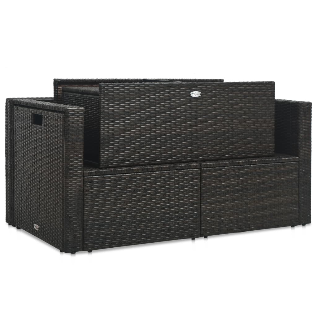 6-delige Loungeset met kussens poly rattan bruin is nu te koop bij PeponiXL, paradijselijk wonen!